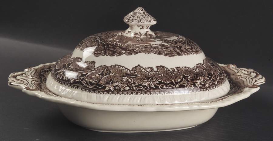 Vista Brown (No Trim) Oval Covered Vegetable by Mason's-1