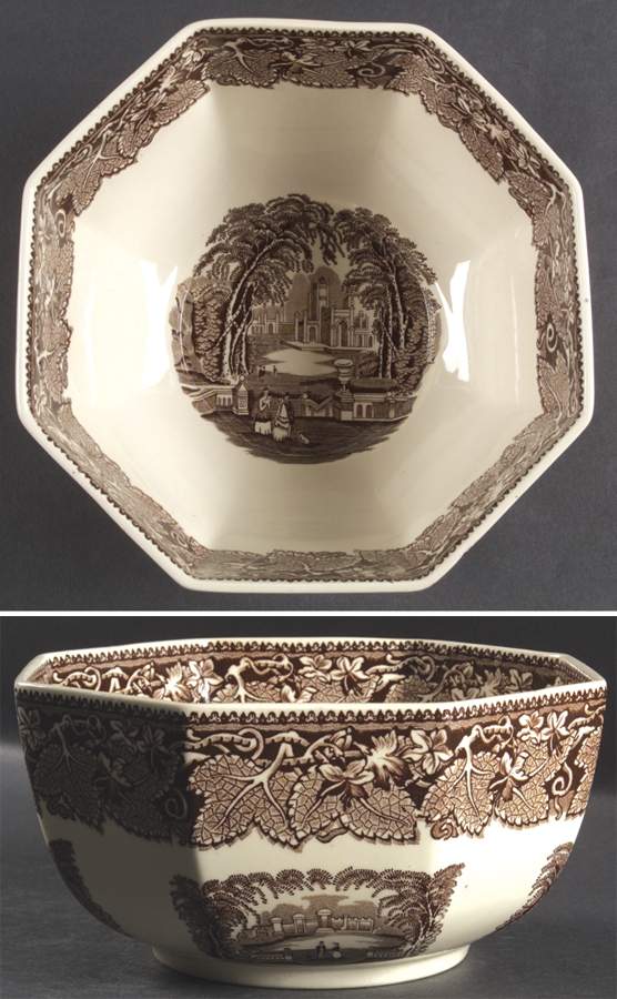 Vista Brown (No Trim) 7" Octagonal Vegetable Bowl by Mason's-1