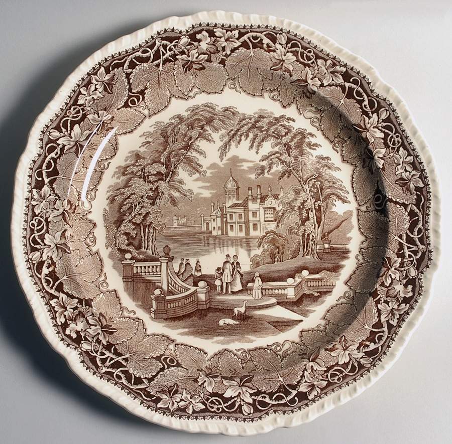Vista Brown (No Trim) 14" Chop Plate (Round Platter) by Mason's-1