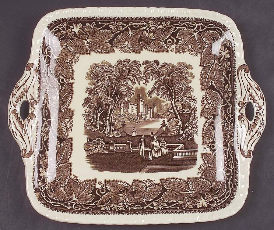 Vista Brown (No Trim) Square Handled Cake Plate by Mason's-1