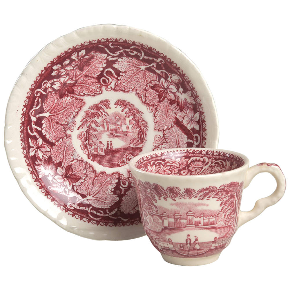 Vista Pink (No Trim) Flat Demitasse Cup & Saucer Set by Mason's-1