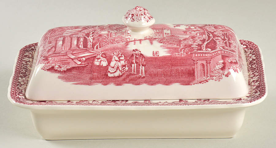Vista Pink (No Trim) Rectangular Covered Butter by Mason's-1