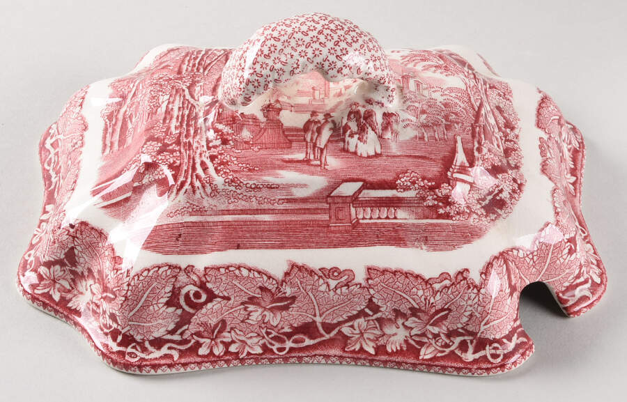 Vista Pink (No Trim) Lid for Large Bedford Tureen by Mason's-1