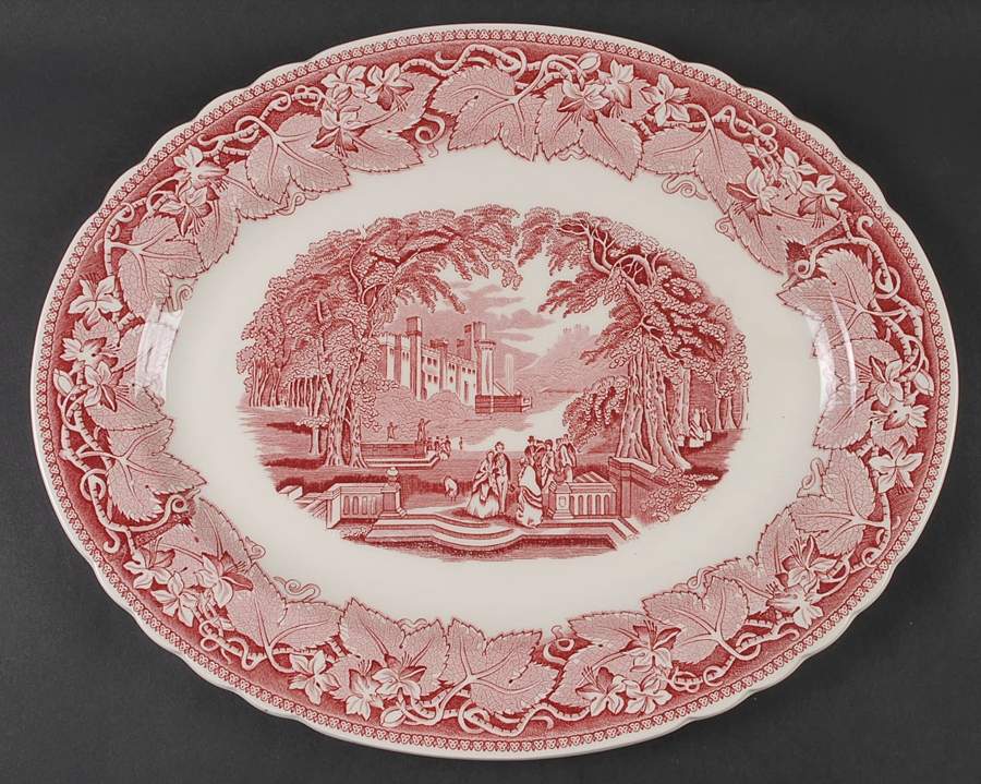 Vista Pink (No Trim) 15" Oval Serving Platter by Mason's-1