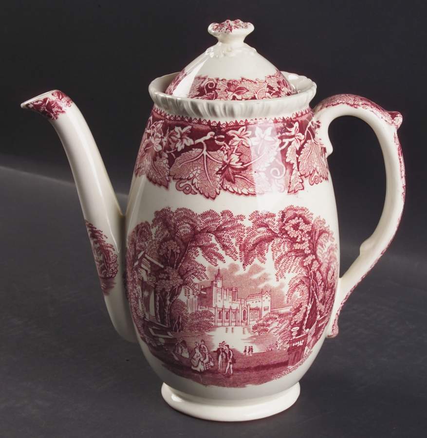 Vista Pink (No Trim) Coffee Pot & Lid by Mason's-1