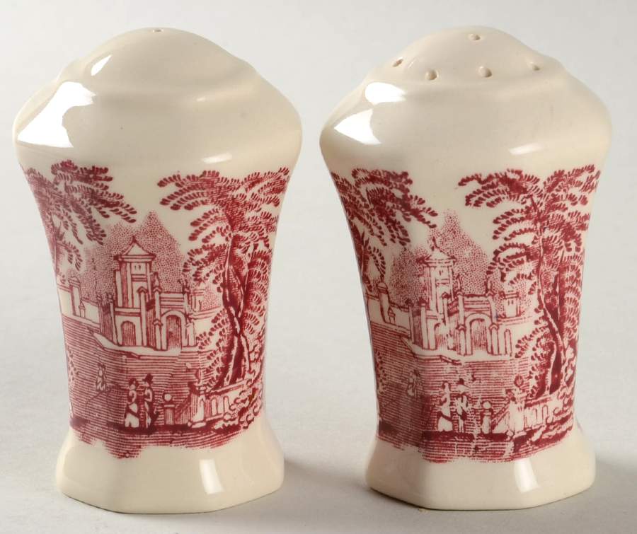 Vista Pink (No Trim) Salt & Pepper Set by Mason's-1