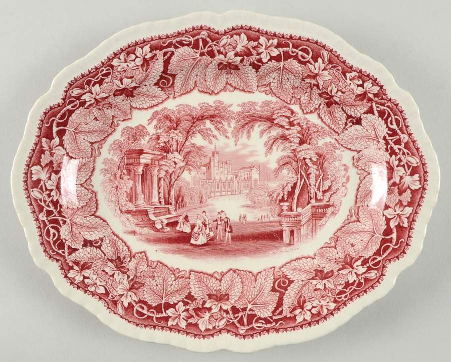 Vista Pink (No Trim) 10" Gadroon Edge Oval Serving Platter by Mason's-1