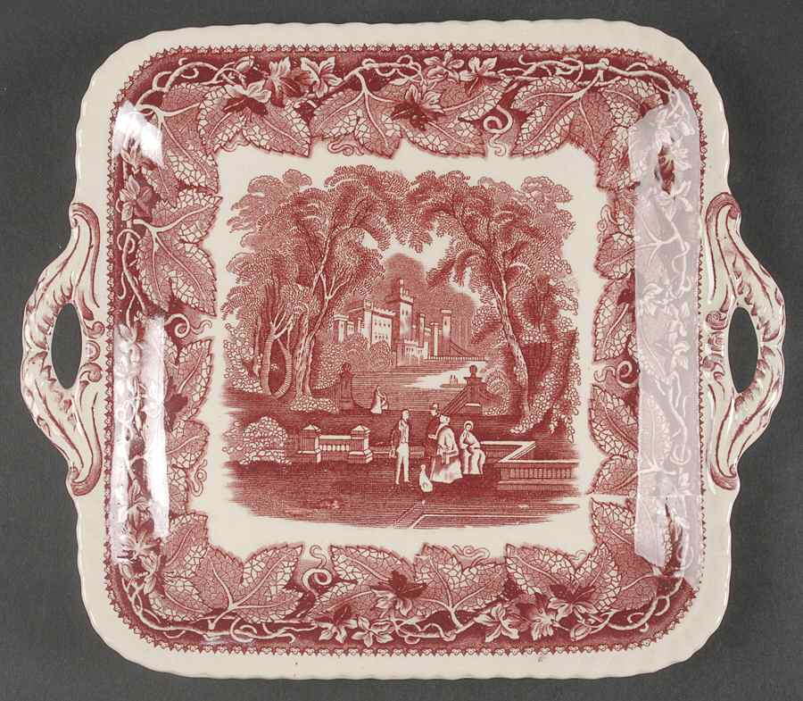 Vista Pink (No Trim) 10" Square Handled Cake Plate by Mason's-1