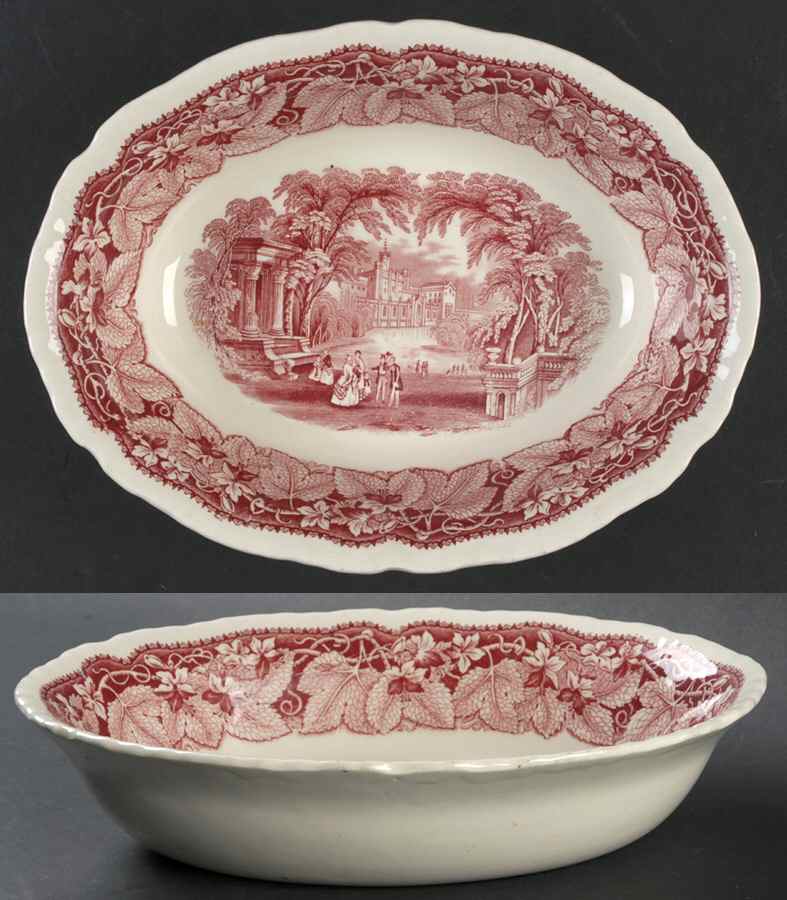 Vista Pink (No Trim) 10" Oval Vegetable Bowl by Mason's-1