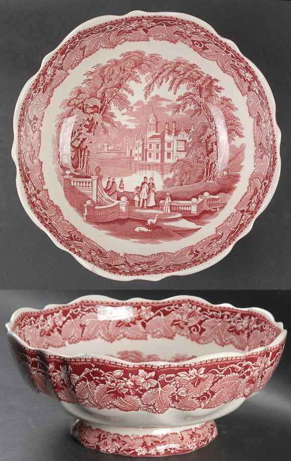 Vista Pink (No Trim) Bruges Footed Salad Bowl by Mason's-1