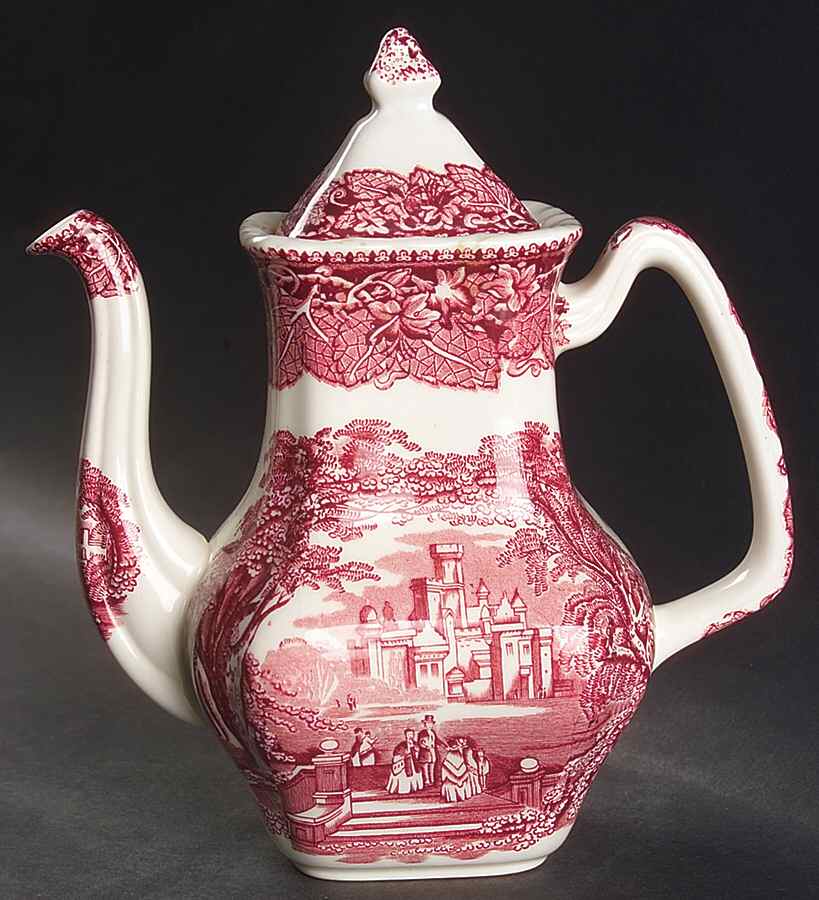 Vista Pink (No Trim) Small Coffee Pot & Lid by Mason's-1