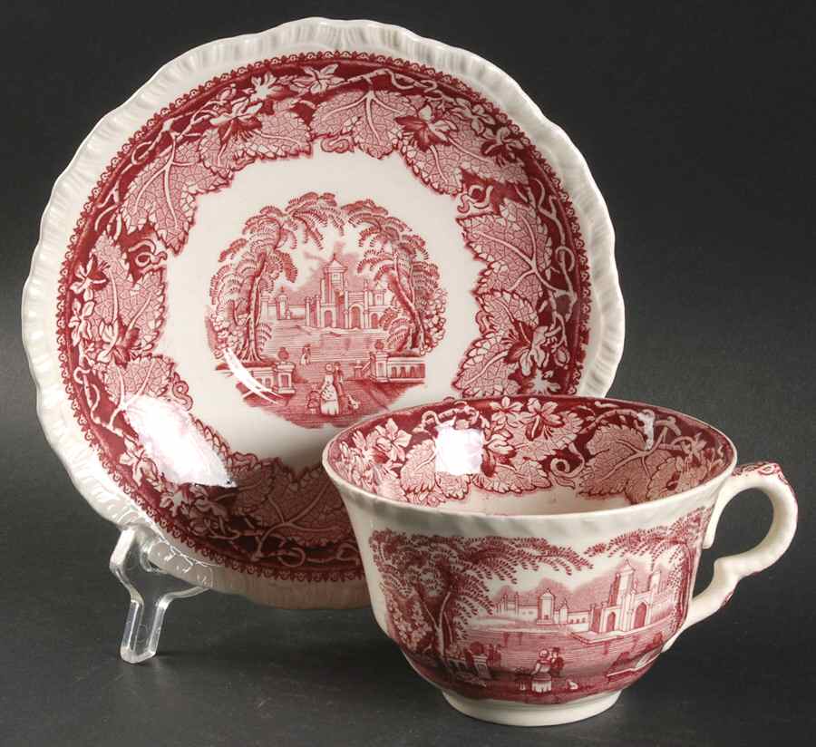 Vista Pink (No Trim) Oversized Cup & Saucer Set by Mason's-1