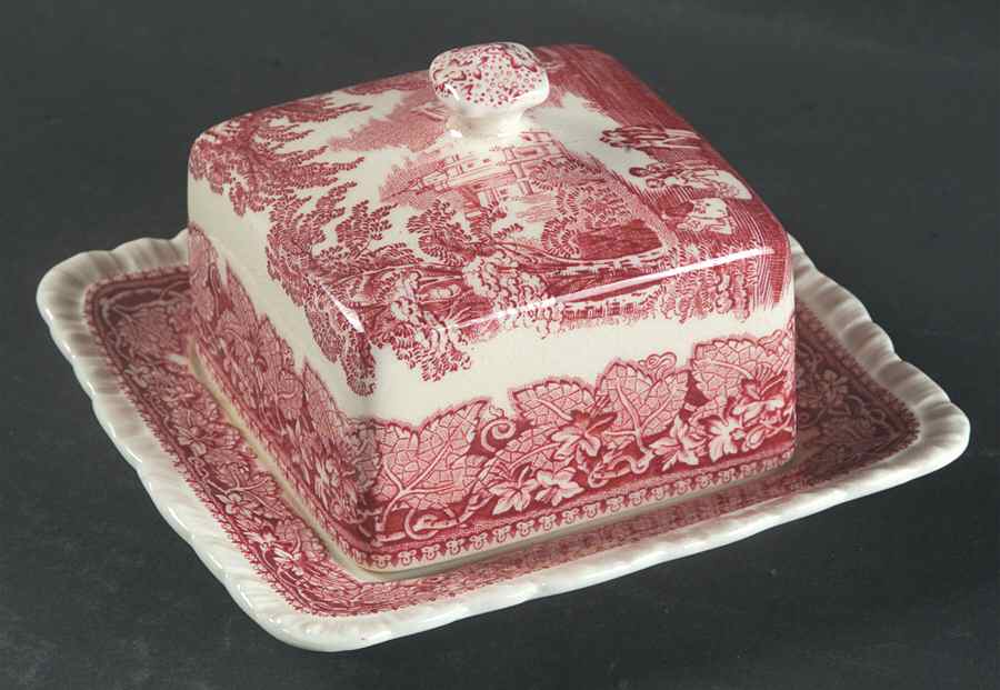 Vista Pink (No Trim) Square Covered Butter by Mason's-1