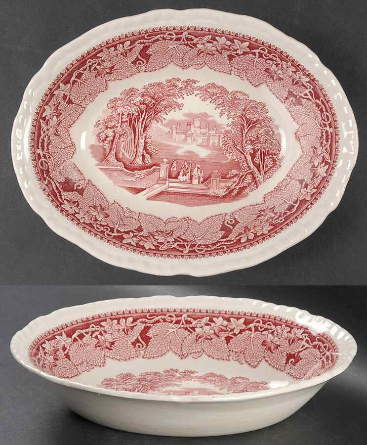 Vista Pink (No Trim) 9" Oval Vegetable Bowl by Mason's-1