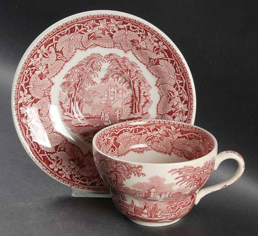 Vista Pink (No Trim) Joke Cup & Saucer Set by Mason's-1
