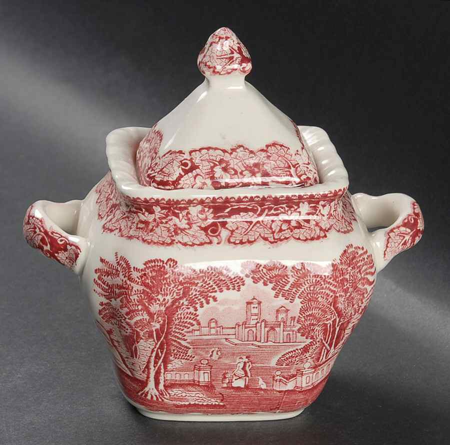 Vista Pink (No Trim) Square Sugar Bowl & Lid by Mason's-1