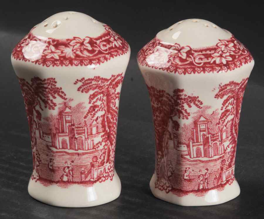 Vista Pink (No Trim) Salt & Pepper Set by Mason's-1