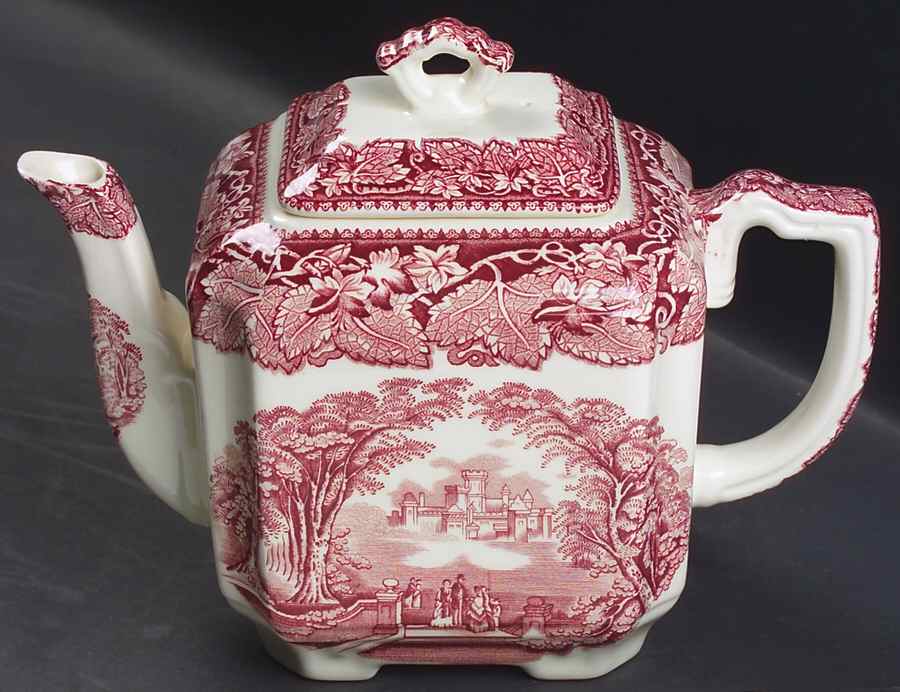 Vista Pink (No Trim) Fan Teapot & Lid by Mason's-1