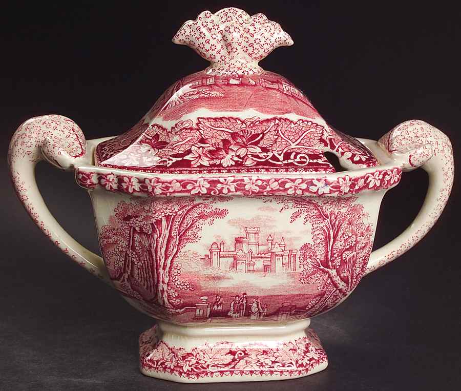 Vista Pink (No Trim) Sauce Boat & Lid by Mason's-1