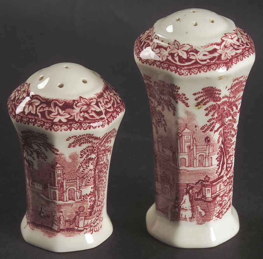 Vista Pink (No Trim) Salt & Pepper Set by Mason's-1