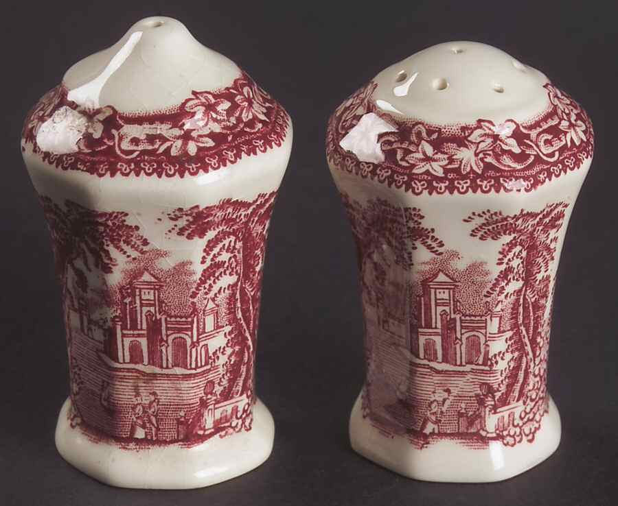 Vista Pink (No Trim) Salt & Pepper Set by Mason's-1