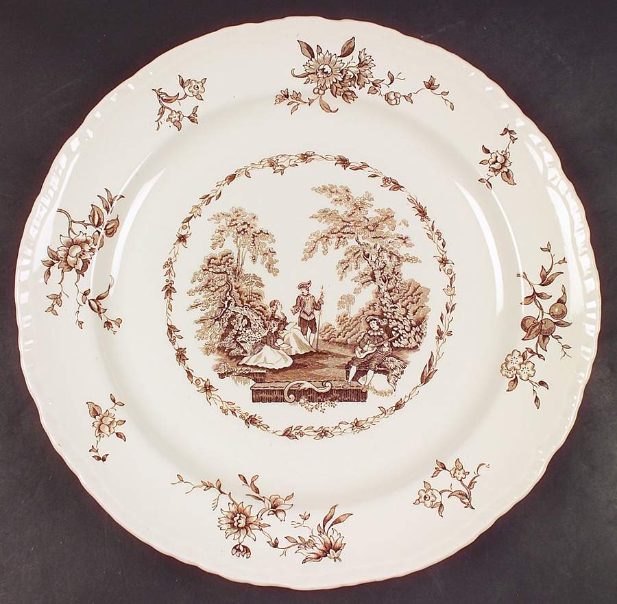 Watteau Brown 14" Chop Plate (Round Platter) by Mason's-1