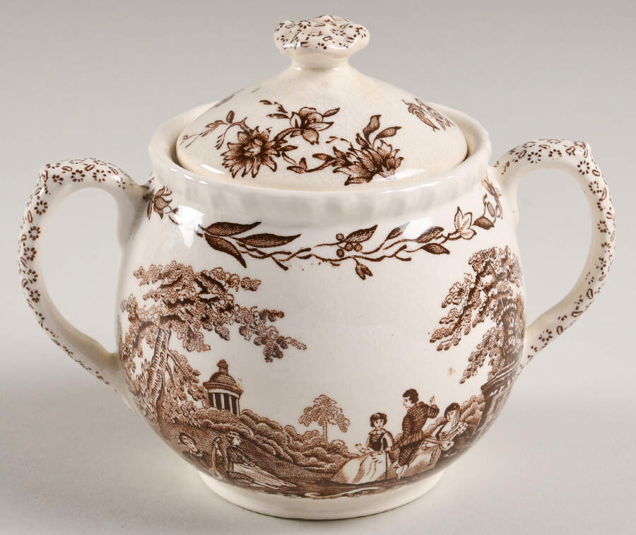 Watteau Brown Sugar Bowl & Lid by Mason's-1