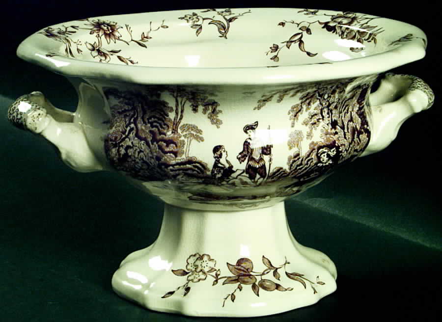 Watteau Brown 9" Pekin Footed Salad Bowl by Mason's-1