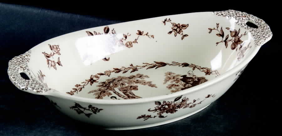 Watteau Brown 10" Oval Vegetable Bowl by Mason's-1