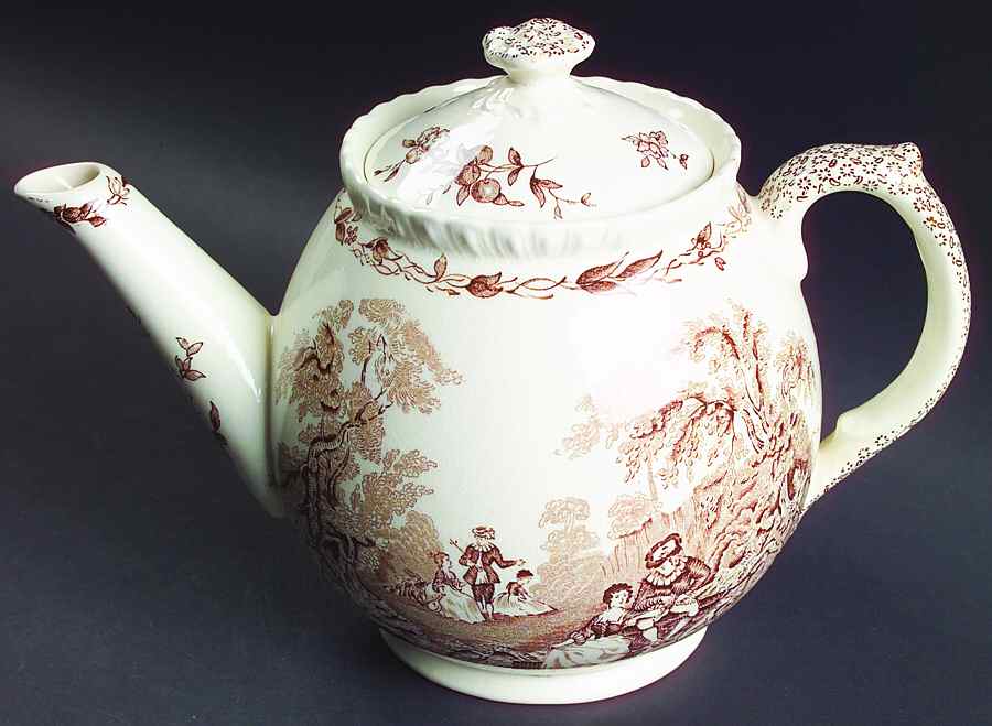 Watteau Brown Teapot & Lid by Mason's-1