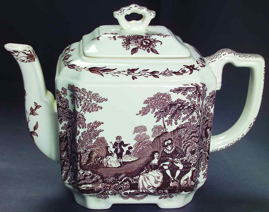 Watteau Brown Fan Teapot & Lid by Mason's-1
