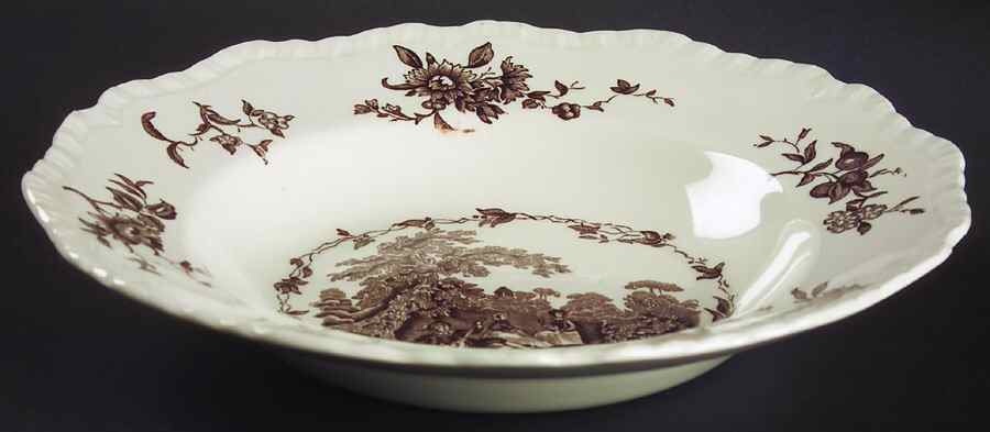 Watteau Brown Large Rim Soup Bowl by Mason's-1