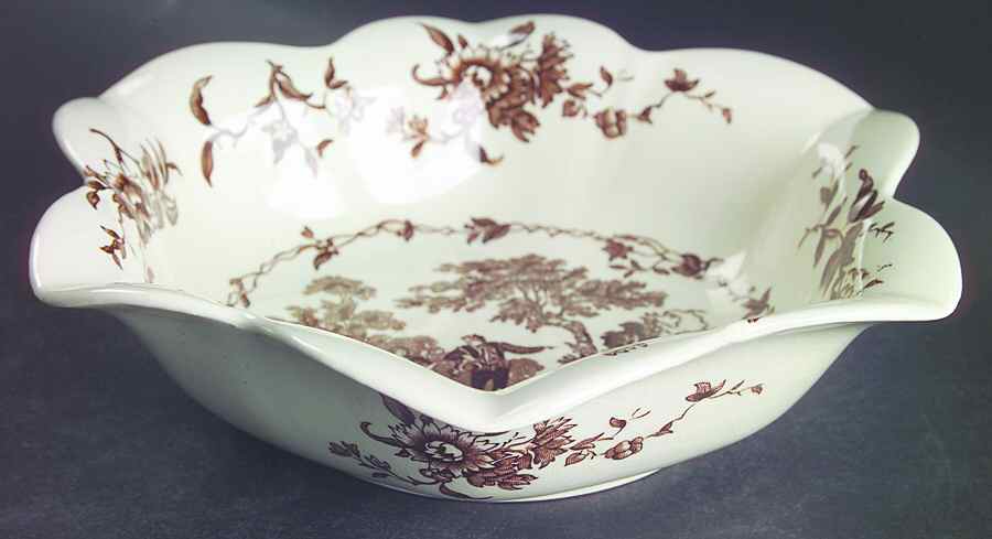 Watteau Brown Round Fluted Dessert Bowl by Mason's-1