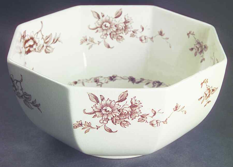 Watteau Brown 8" Octagonal Vegetable Bowl by Mason's-1