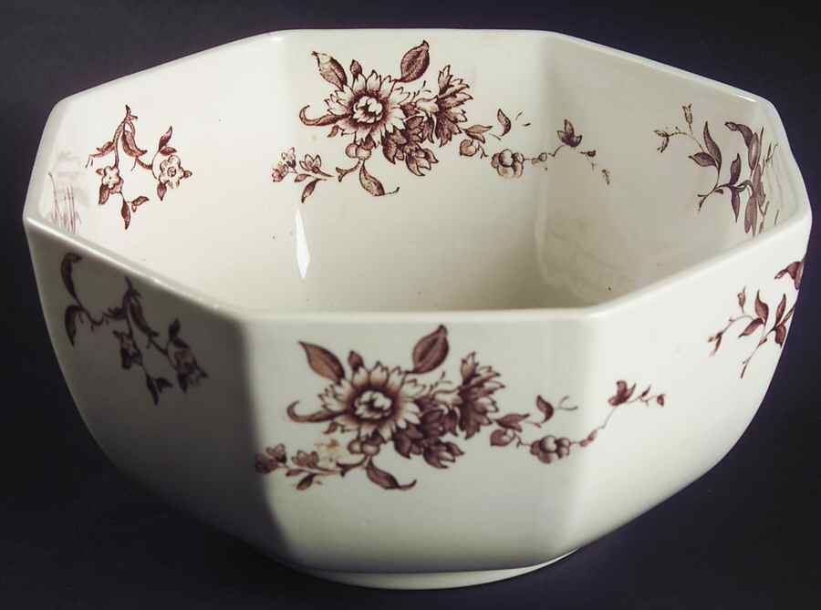 Watteau Brown 7" Octagonal Vegetable Bowl by Mason's-1
