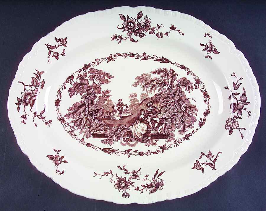 Watteau Brown 13" Oval Serving Platter by Mason's-1