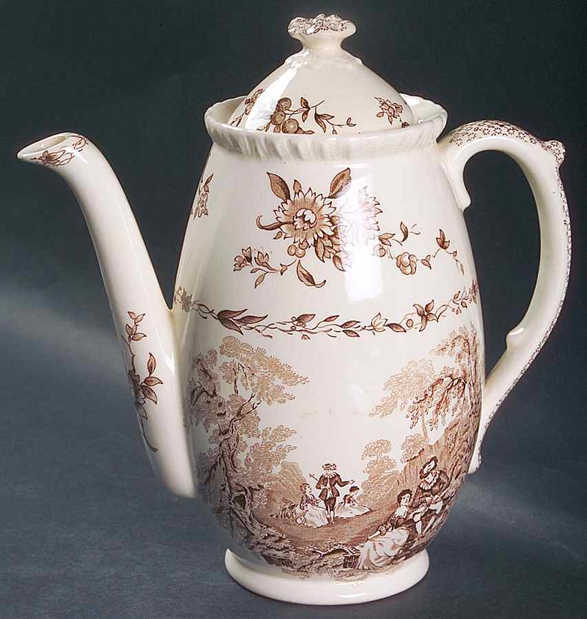 Watteau Brown Coffee Pot & Lid by Mason's-1