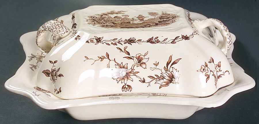 Watteau Brown Double Covered Vegetable by Mason's-1