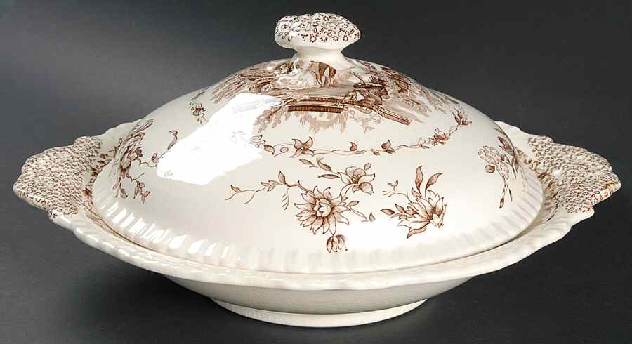 Watteau Brown Round Covered Vegetable by Mason's-1
