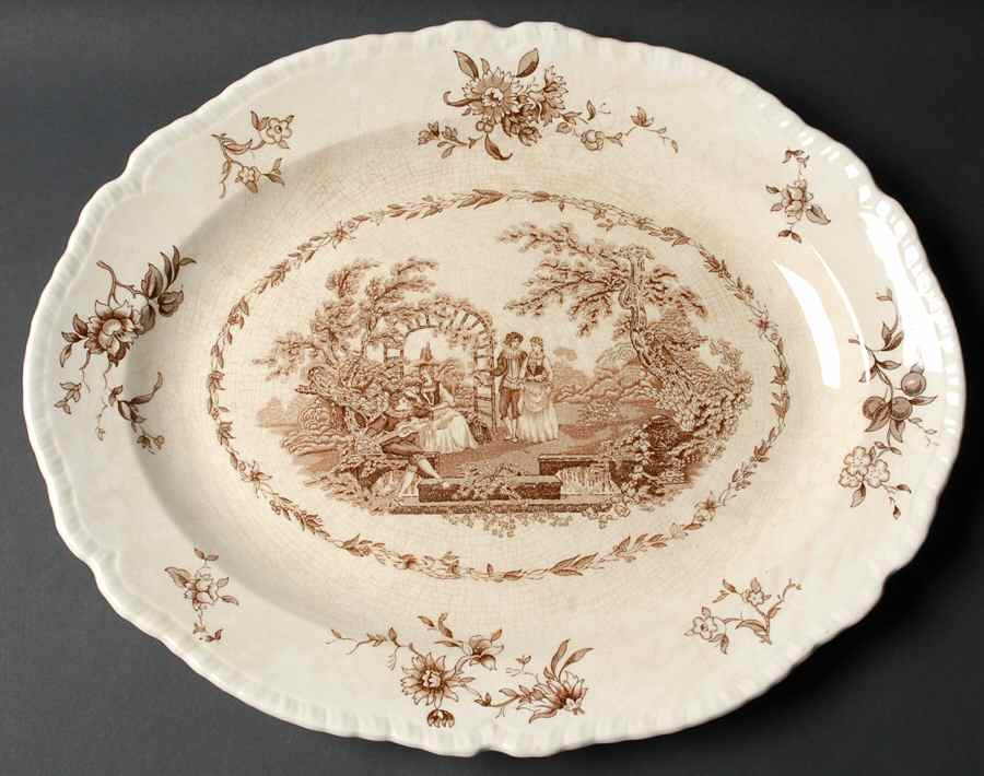 Watteau Brown 17" Oval Serving Platter by Mason's-1