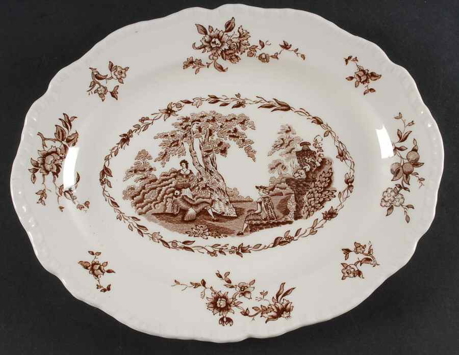 Watteau Brown 11" Oval Serving Platter by Mason's-1