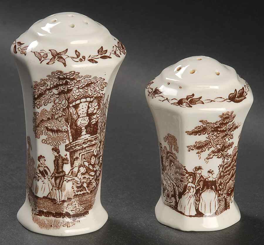 Watteau Brown Salt & Pepper Set by Mason's-1