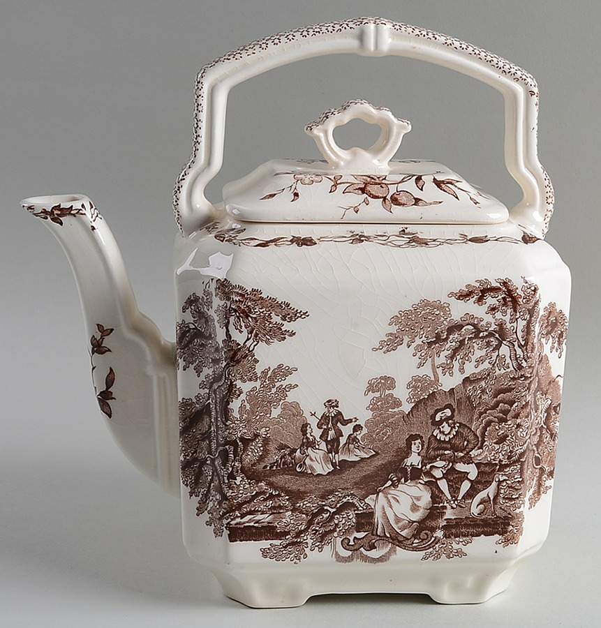 Watteau Brown Kettle & Lid by Mason's-1