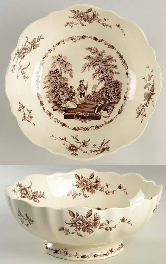 Watteau Brown Bruges Footed Salad Bowl by Mason's-1
