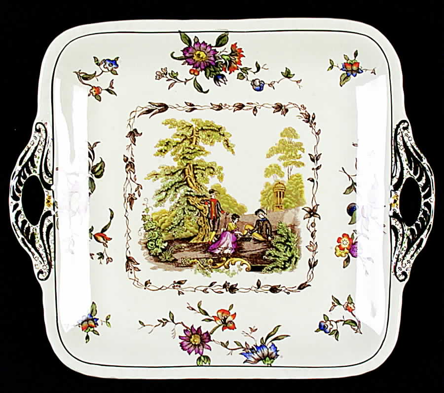 Watteau Multicolor Square Handled Cake Plate by Mason's-1