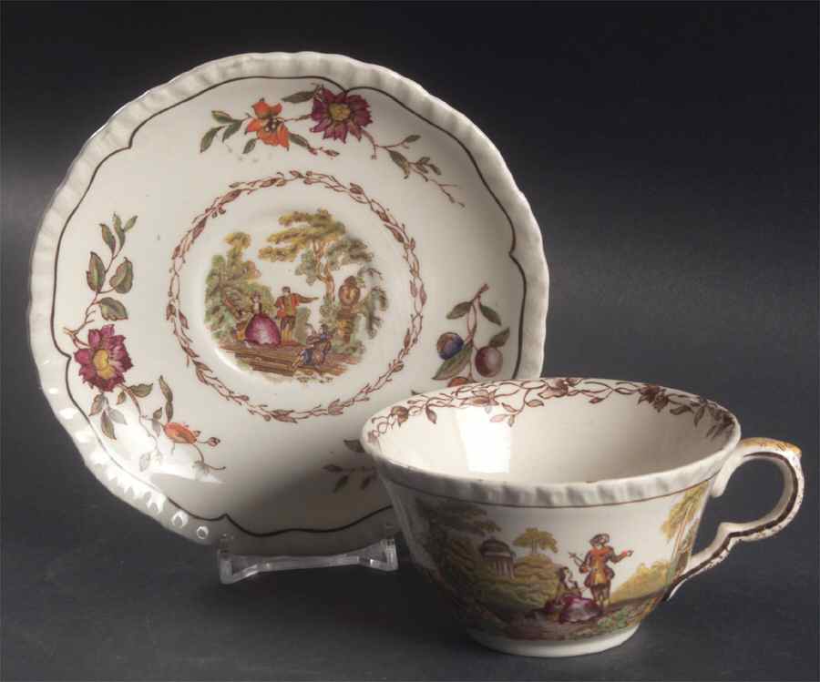 Watteau Multicolor Flat Cup & Saucer Set by Mason's-1