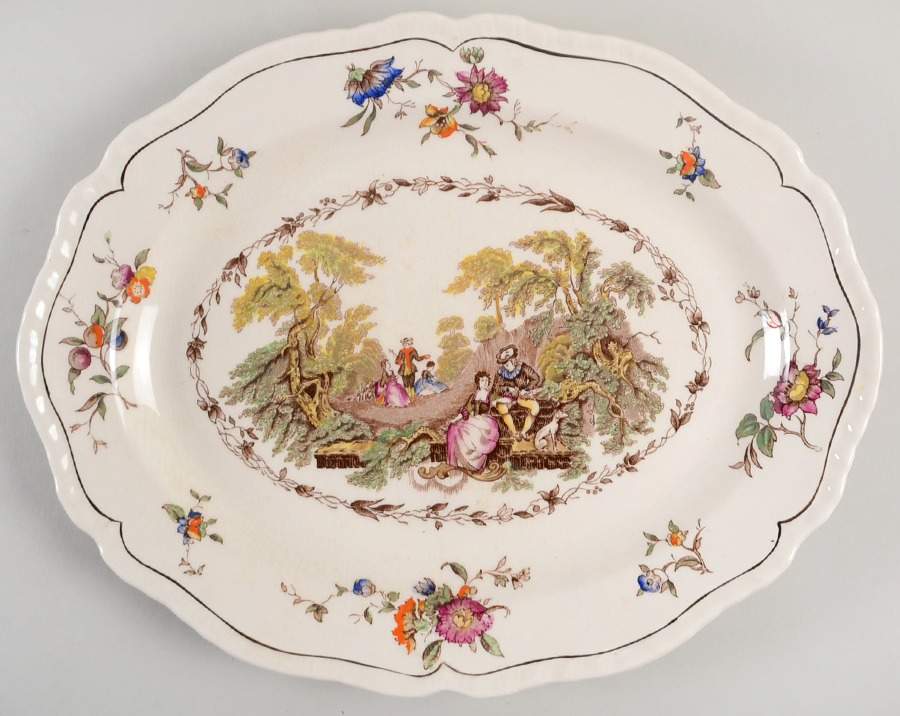 Watteau Multicolor 13" Oval Serving Platter by Mason's-1