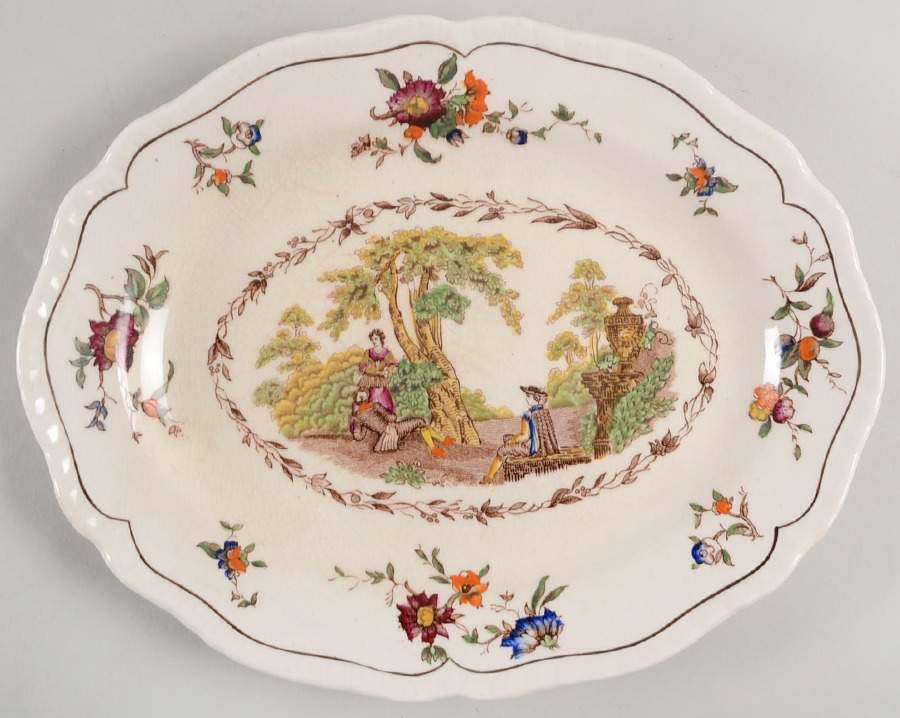 Watteau Multicolor 11" Oval Serving Platter by Mason's-1
