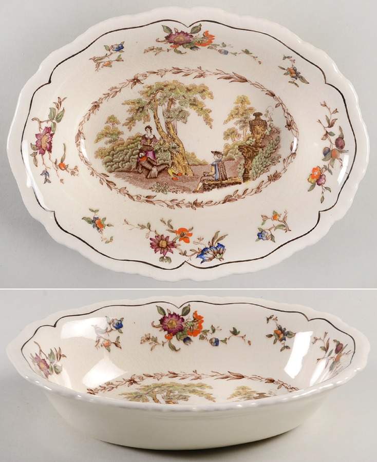 Watteau Multicolor 9" Oval Vegetable Bowl by Mason's-1