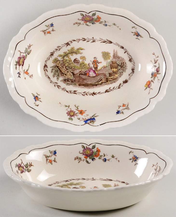 Watteau Multicolor 8" Oval Vegetable Bowl by Mason's-1